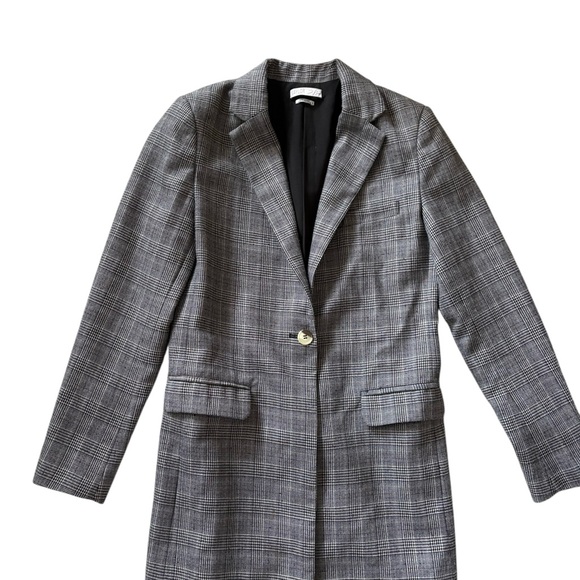 Free people X Saylor Susie Plaid Blazer Grey Check Size Small - Picture 2 of 13